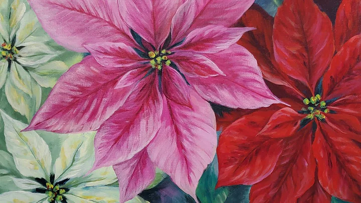 Impressionist Poinsettias Acrylic Painting LIVE Tu...