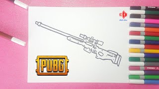 رسم سلاح اوم من لعبة ببجى PUBG AWM | كيفية رسم سلاح اوم How to draw AWM gun from PUBG