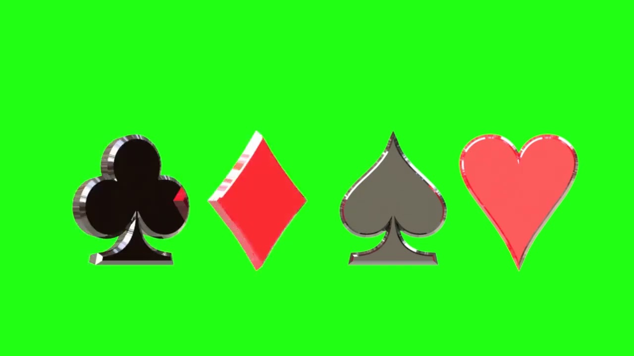 Playing Cards Symbols Green screen Animation | Deck Cards signs logo on Chroma key