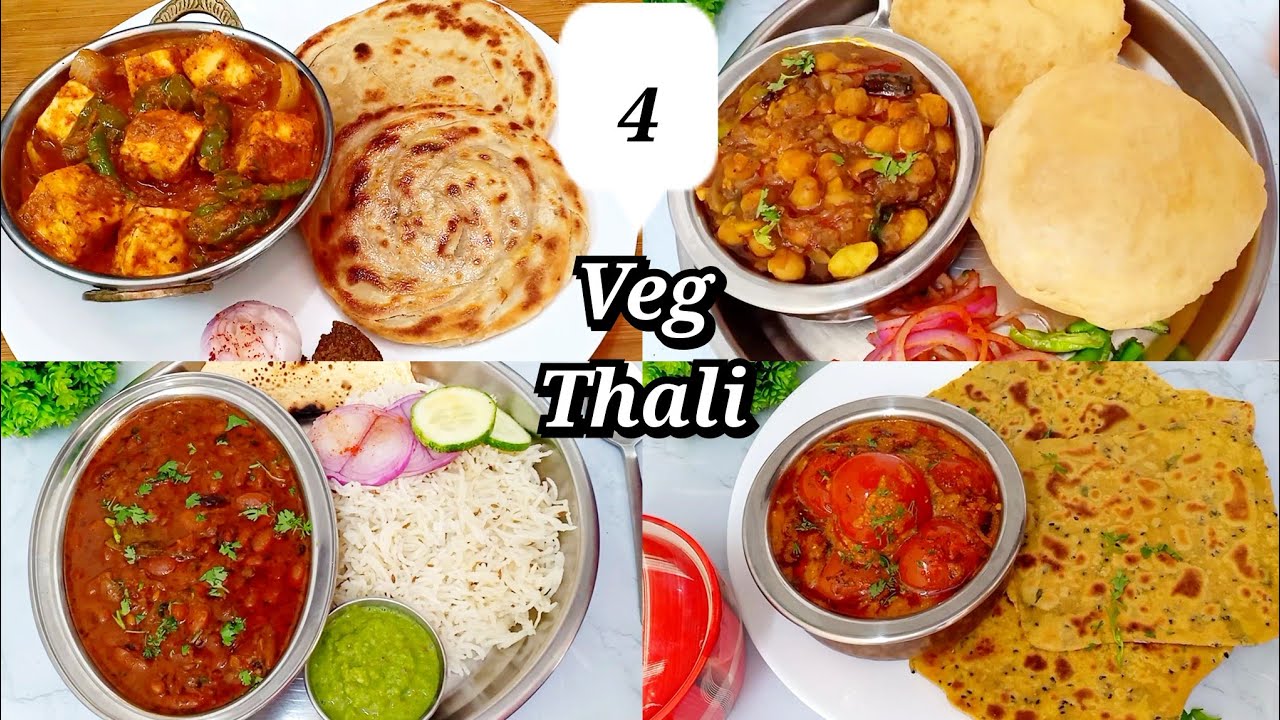 4 Quick & Easy Veg Thali Recipes - Under 30 Mins | North Indian Veg ...