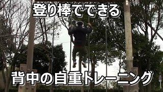 公園の登り棒でできる２種類の背中の自重トレーニング 広背筋 筋トレでワークアウト