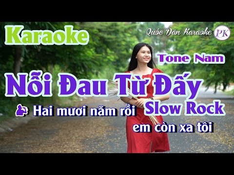 Karaoke Nỗi Đau Từ Đấy | Slow Rock | Tone Nam (Dm,Tp:62) | Quốc Dân Karaoke