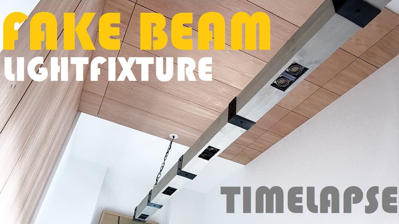 Fake Beam Light Fixture Timelapse DIY with Fake Steel and LED Lights