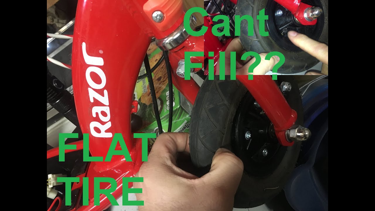 How to Razor E100 Scooter flat front tire can't fill with air or get to