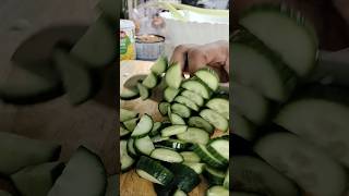 cutting cucumber into half moon pieces#cucumber #asmrsounds #satisfying #viralshort #shortvideo