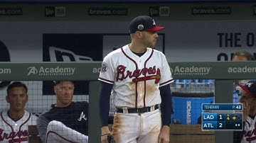 LAD@ATL: Freeman dives to snag a sharp grounder