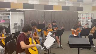 Booker High School Guitar Ensemble - 3rd period guitar class goes all the way to the last door, left