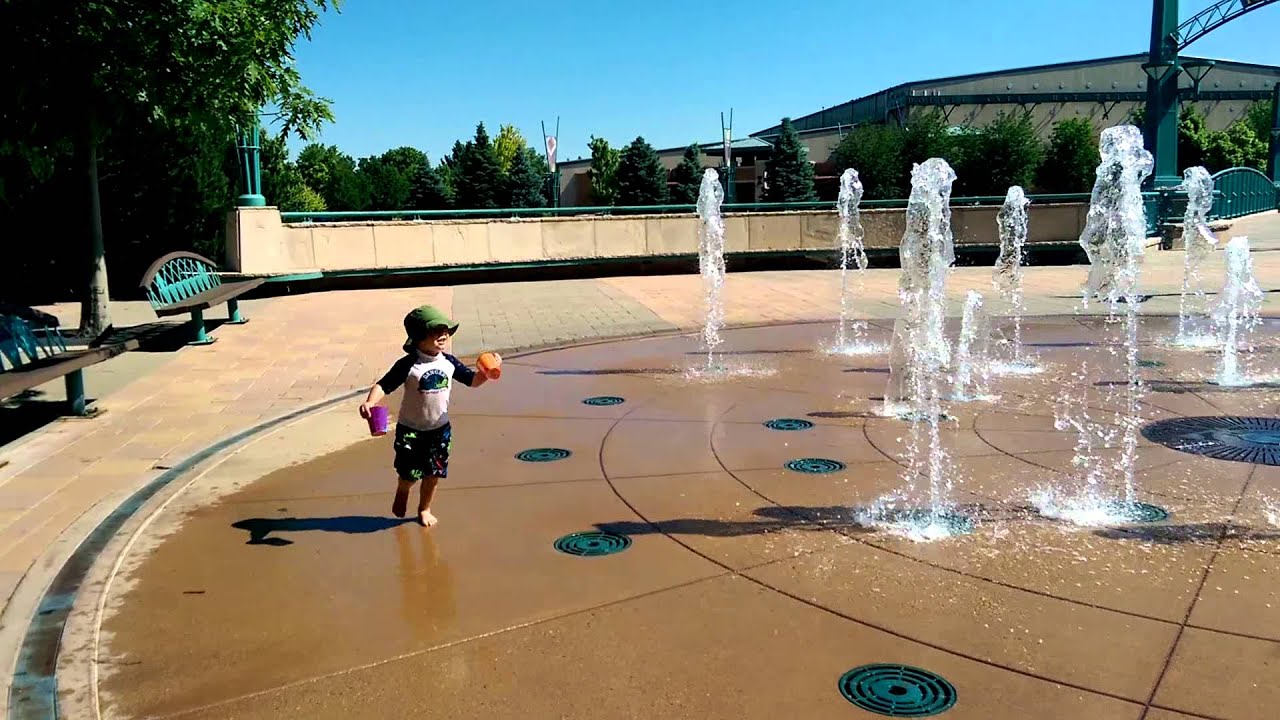 Splashing at the fountains!