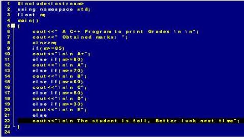5.7 A C++ program to print Grades (If-else-if structure)