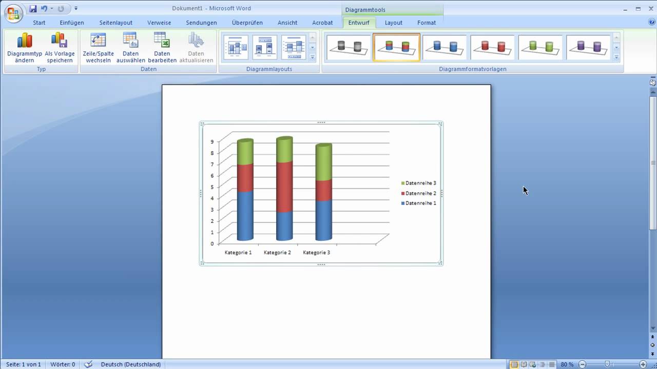 Word 07 Diagramme Erstellen Und Bearbeiten Youtube