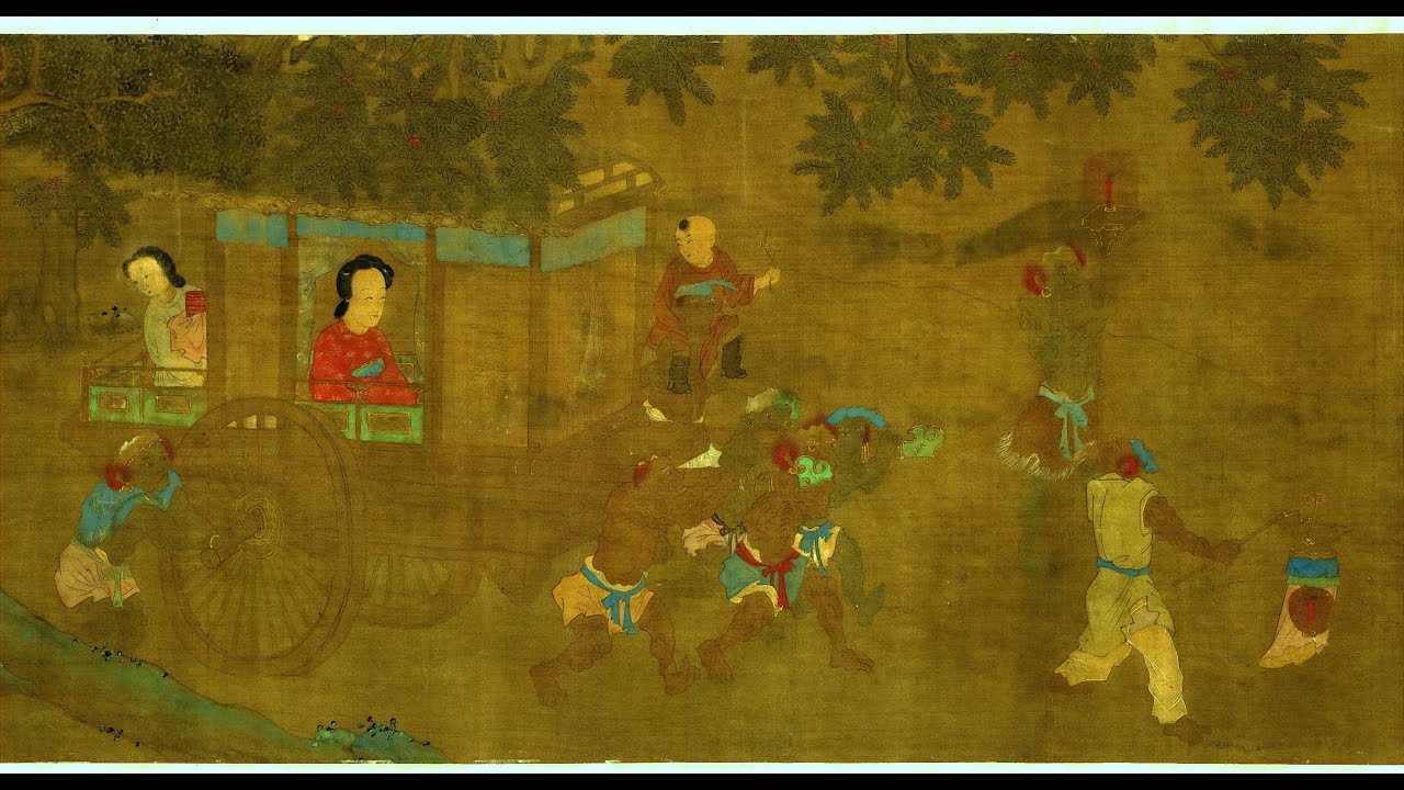 Zhong Kui Marries Off His Sister Song Dynasty Handscroll by Su Hanchen Chinese Ghost Painting