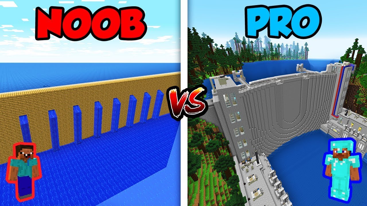 Minecraft NOOB vs. PRO: WATER DAM in Minecraft! (Animation)