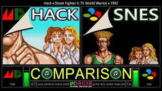[Hack] Street Fighter II WW (Sega Genesis vs SNES) Side by Side Comparison - Dual Longplay