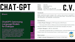 Make CV with GPT | Build a Resume with GPT | Create professional CV with GPT