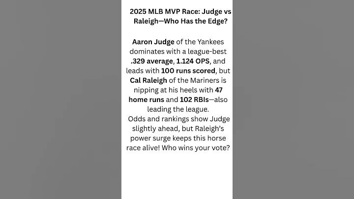 2025 MLB MVP Race: Judge vs Raleigh—Who Has the Edge? #AaronJudge  #CalRaleigh  #Yankees  #Mariners