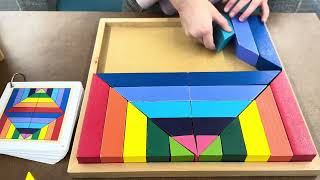 Pattern blocks with colorful shapes! Build, play, learn!