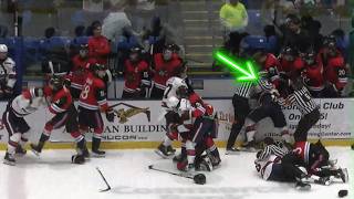 CHAOS ENSUES when players bench gets involved in HOCKEY FIGHT (Semi Line Brawl) screenshot 1