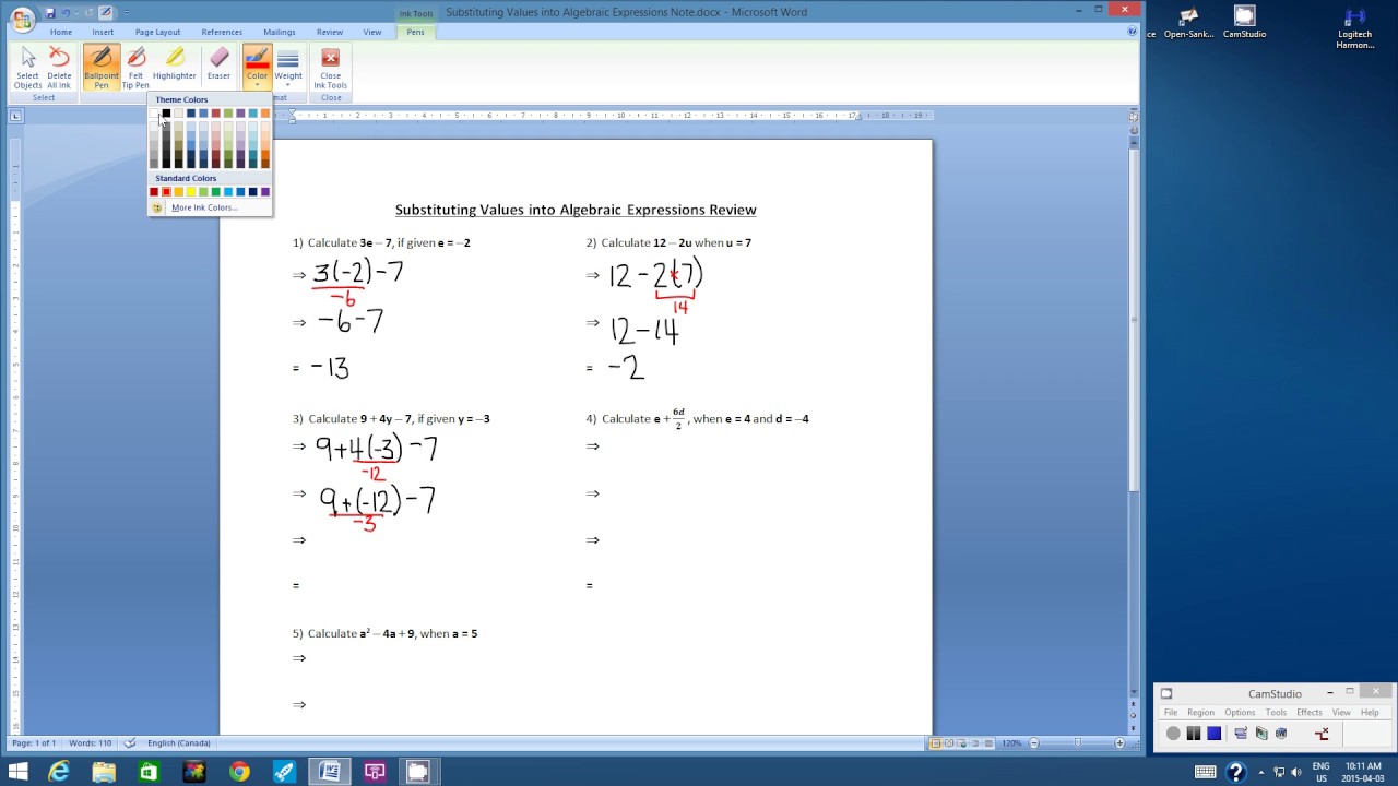 Substituting Values Into Algebraic Expressions 2016 YouTube Substituting Values Into Algebraic Expressions 2016 YouTube