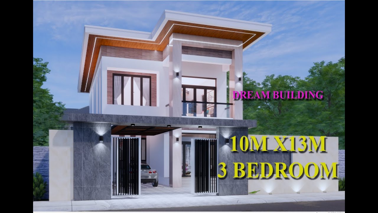 House Design 8m X 13meters 26 X 43 Ft Modern House 2 Storer 3 Bedroom House design 8m x 13meters 26 x 43 ft modern house 2 storer 3 bedroom
