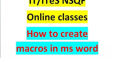 class 12th IT/ITeS NSQF how to create macros in ms word