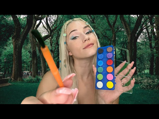 ASMR Influencer Paints Your Face for a Festival (Face Tracing, Mouth Sounds, Personal Attention)