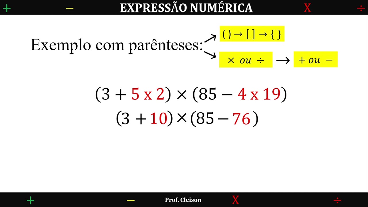 Expressões Numericas Com Parenteses - BINKEDU