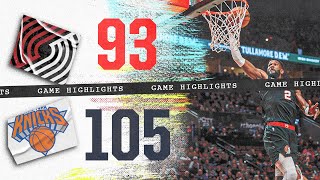 Portland Trail Blazers 93, New York Knicks 105 | Game Highlights | March 14, 2024