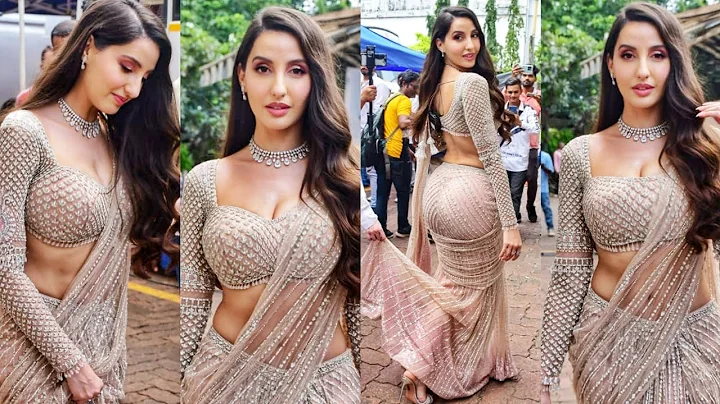 Nora Fatehi Looks Absolutely Stunning in Hot🔥Saree as she Snapped at Jhalak Dikhlaja Set😍📸