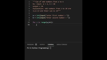 Sum of Odd Numbers in Python #Python #Shorts #YTShorts #Coding