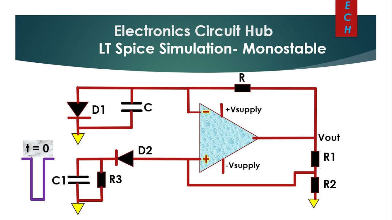 Lt Spice Opamp Monostable Multivibrator Design And Simulation Youtube