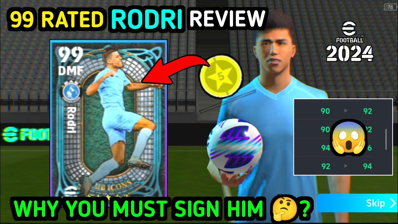 New 99 rated rodri review in efootball | new best nominating contract player | player review