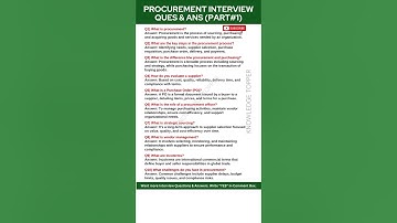 Procurement Interview Questions and Answers | Procurement Job Interview Questions and Answers