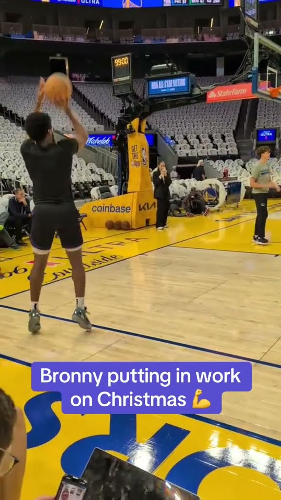 Bronny James is getting his shots in before the Lakers vs. Warriors game ?