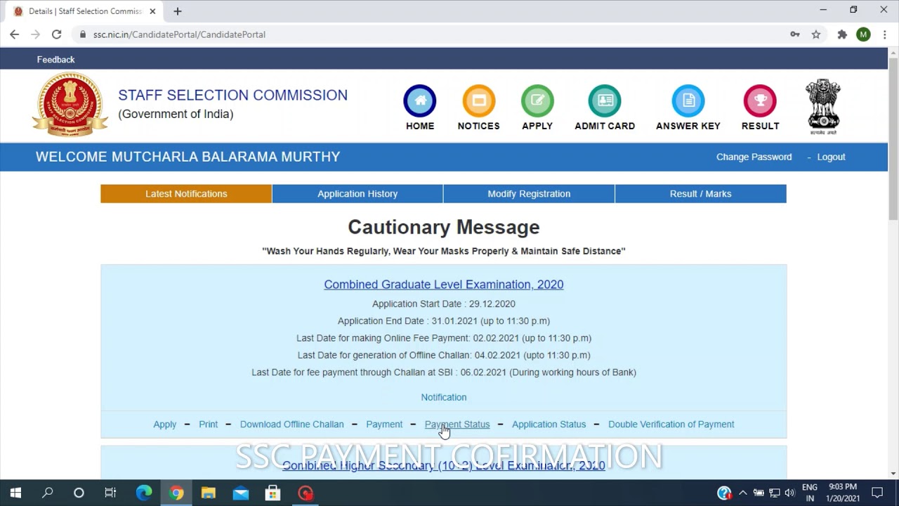 ssc cgl 2021 payment problem