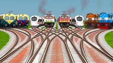 8-Realistic Train Crossing At Zigzag Bumpy Railroad Tracks Risky Railroad Tracks | train simulator 