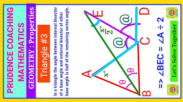 The angle between internal bisector of a base angle and external bisector of other base angle is #3