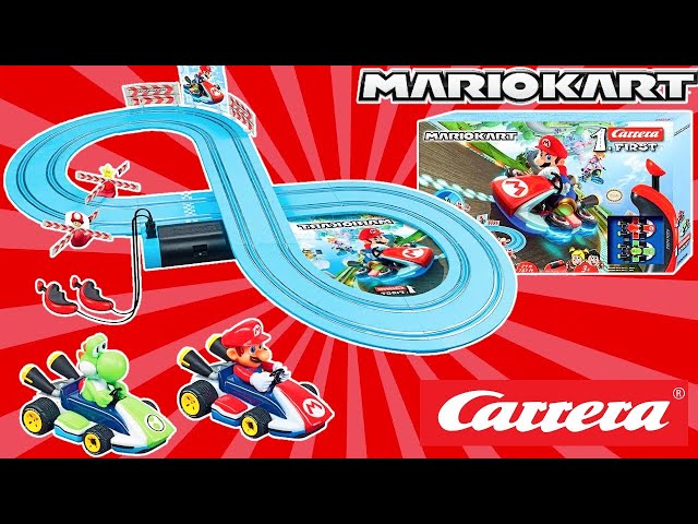 Accidents & vitesse sur ce CIRCUIT ELECTRIQUE MARIO KART CARRERA FIRST !  Qui gagnera la course ? 