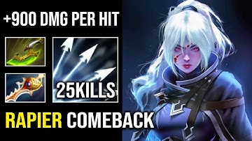 CRAZY Rapier 1v5 Comeback Late Game Drow Ranger +900 Damage Per Attack Dota 2