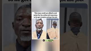 This man couldn't afford a suit jacket for his online interview so he got creative#viral #shortsfeed