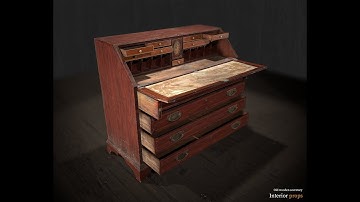 3d model wood secretaire turntable