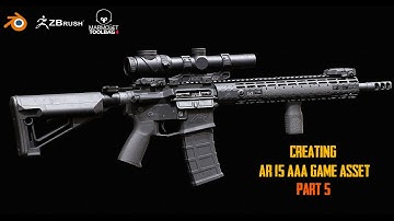 AR15  Modeling With Blender & Zbrush Part 5 (Texturing)