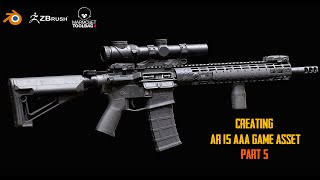 AR15  Modeling With Blender & Zbrush Part 5 (Texturing)