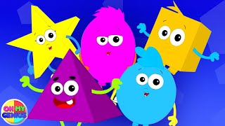 five little shapes jumping on the bed preschool rhyme for kids