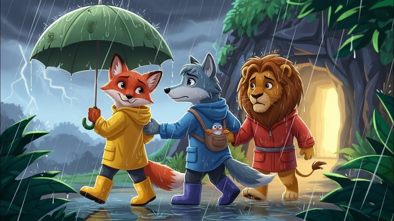 The Wise Fox and the Brave Lion | Kids Moral Poem | Lion Fox Wolf Story | Animated Cartoon