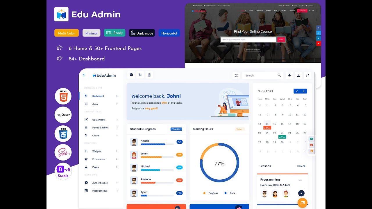 LMS Dashboard Bootstrap 5 Admin Template with RTL Light Theme - YouTube