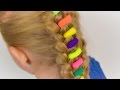 Beautiful braid with bright elastics. Quick and easy hairstyle for little girl #25