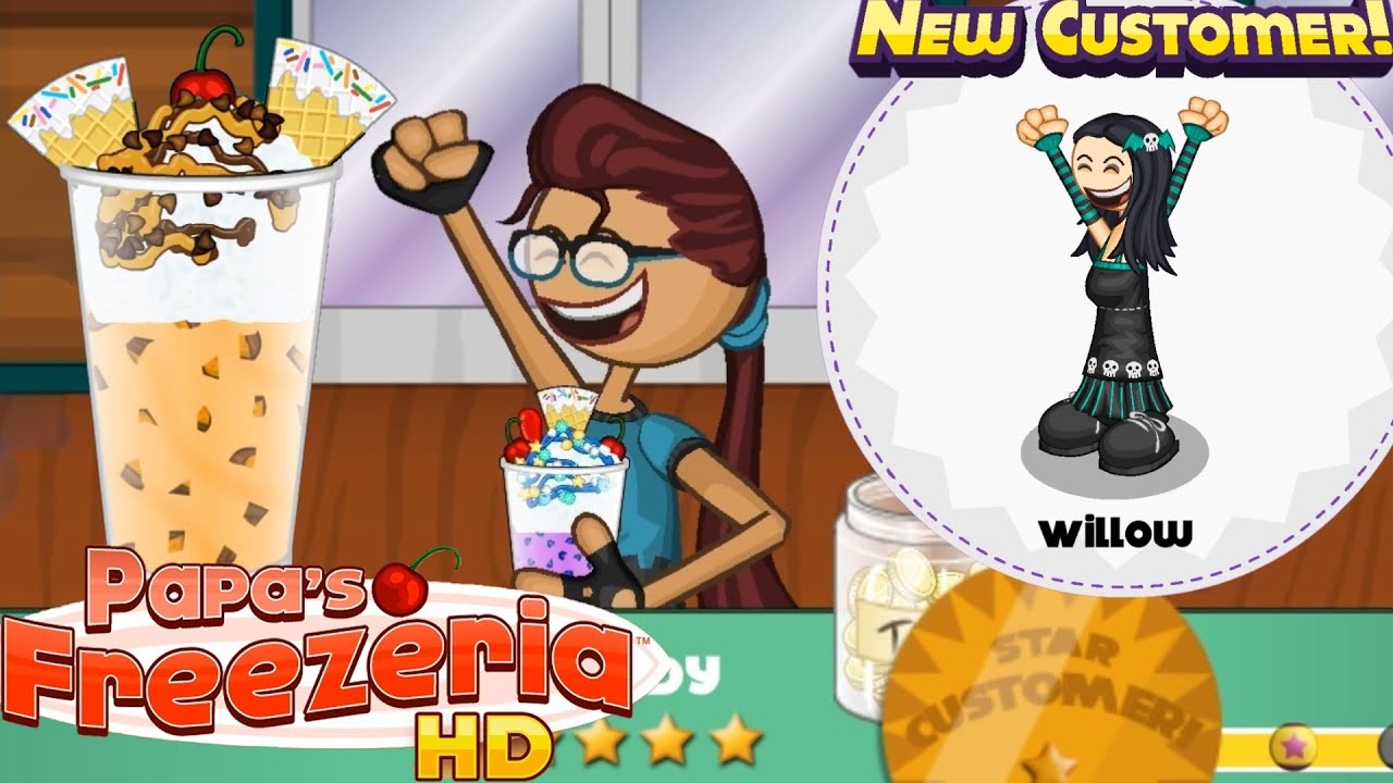 Papa's Freezeria HD Day 64 New Customer Willow Saucy Shot Mini Game 