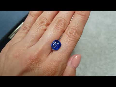 Bright cornflower blue cushion cut sapphire 5.03 ct, Sri Lanka Video  № 1