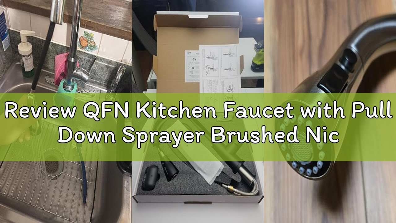 Review QFN Kitchen Faucet with Pull Down Sprayer Brushed Nickel, High Arc Single Handle Single Level