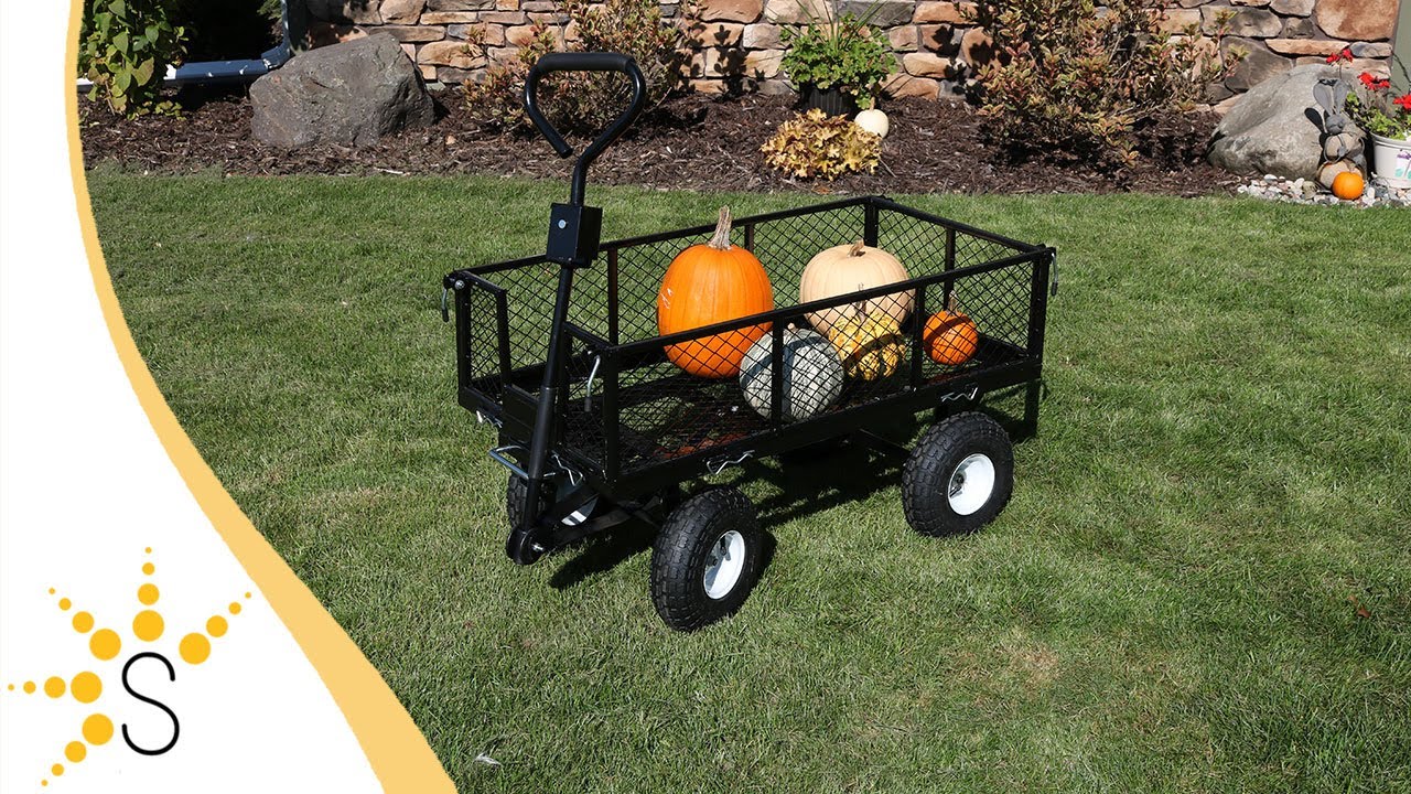 Garden Carts Yard Dump Wagon Cart Lawn Utility Cart Outdoor Steel Heavy  Duty Beach Lawn Yard Landscape